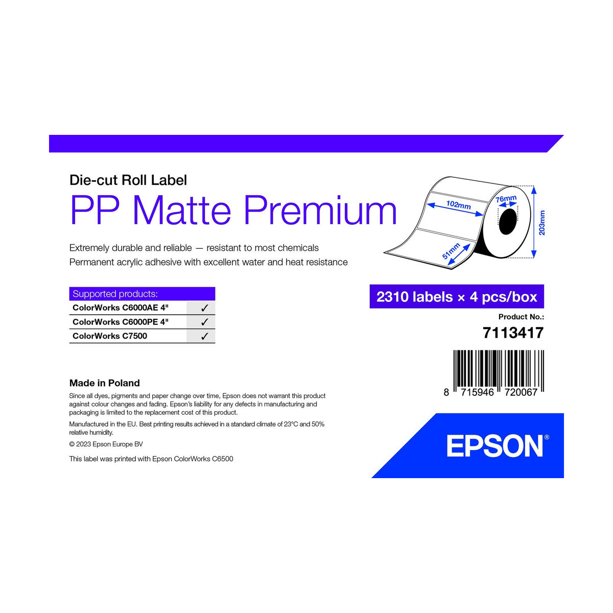 Printer Paper Epson 7113417 White (4 Units)